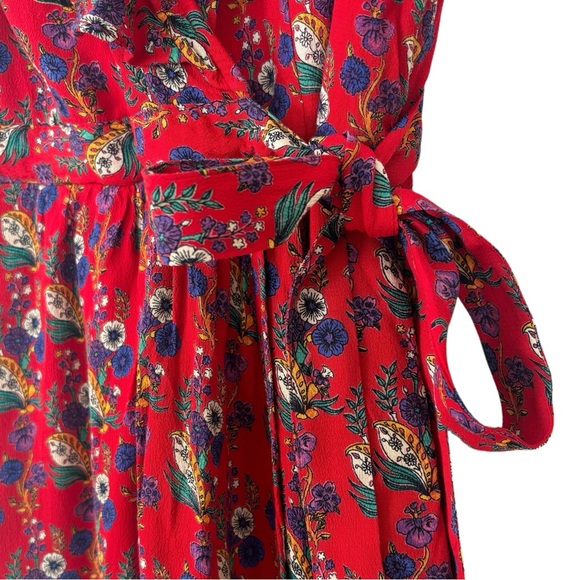 Maeve Anthropologie Red Floral Ruffle High-low Dress - Picture 5 of 9